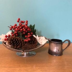 Jug, Basket with antique handle adorned with perforated edge